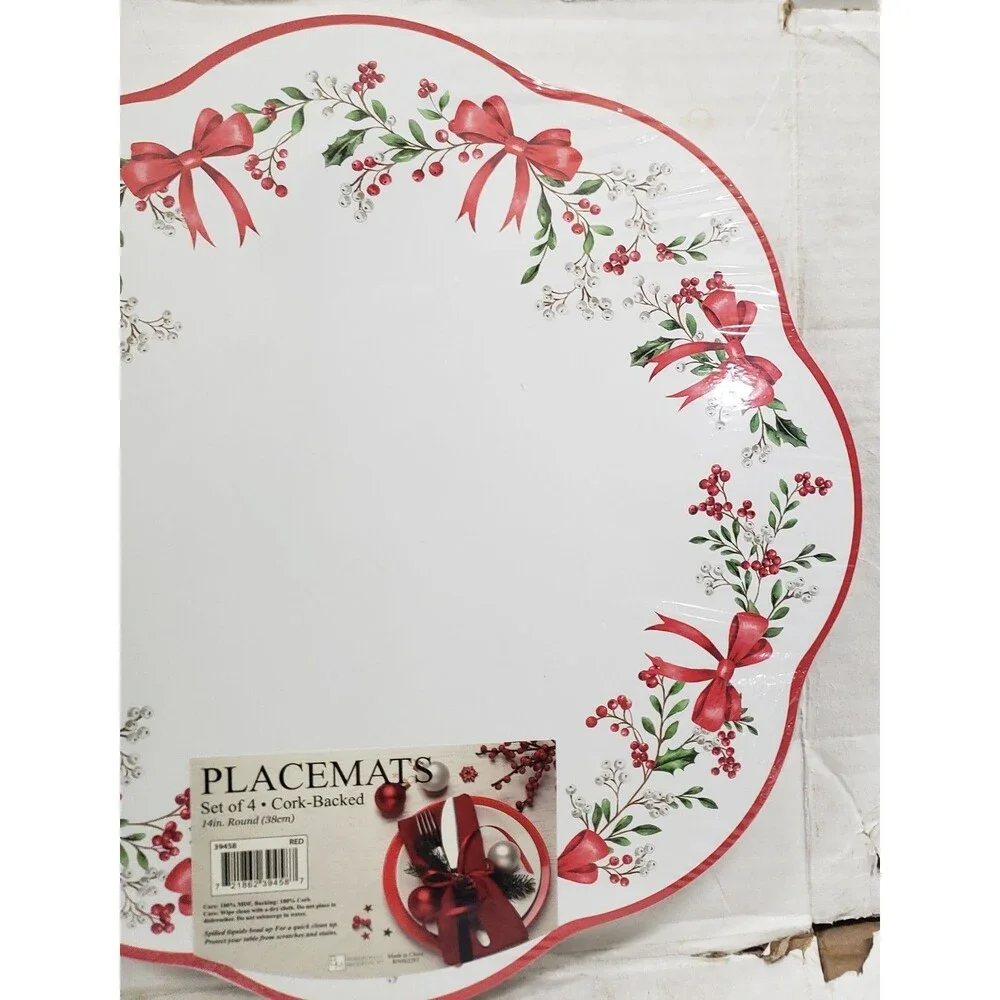 Set of 4 Hard Placemats w/Cork Back (14